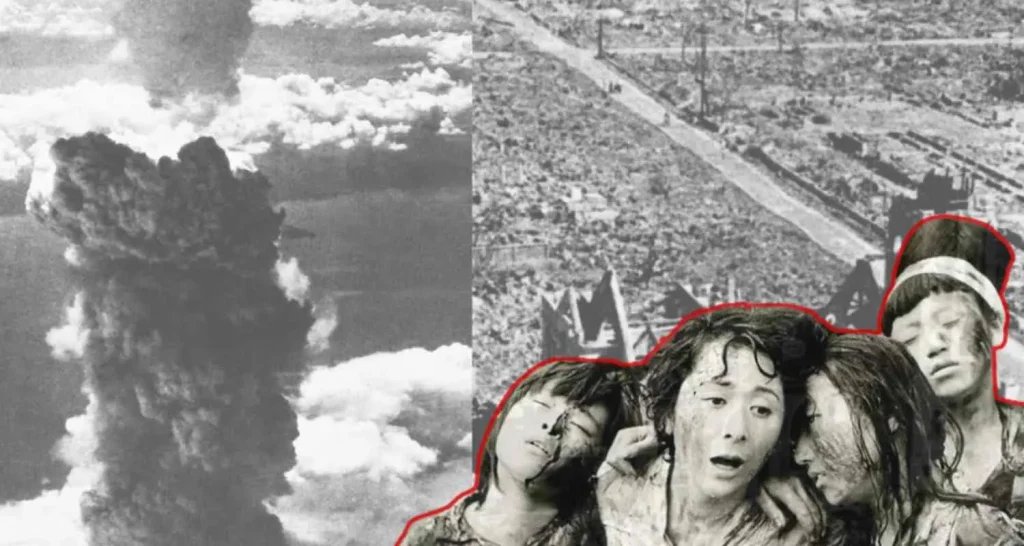 Historical black rain Hiroshima 1945 compared to black rain in Iran 2026